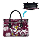 Manly Warringah Sea Eagles Leather Bag Aboriginal Dot Pattern - Rugby Mascot Heritage Pride