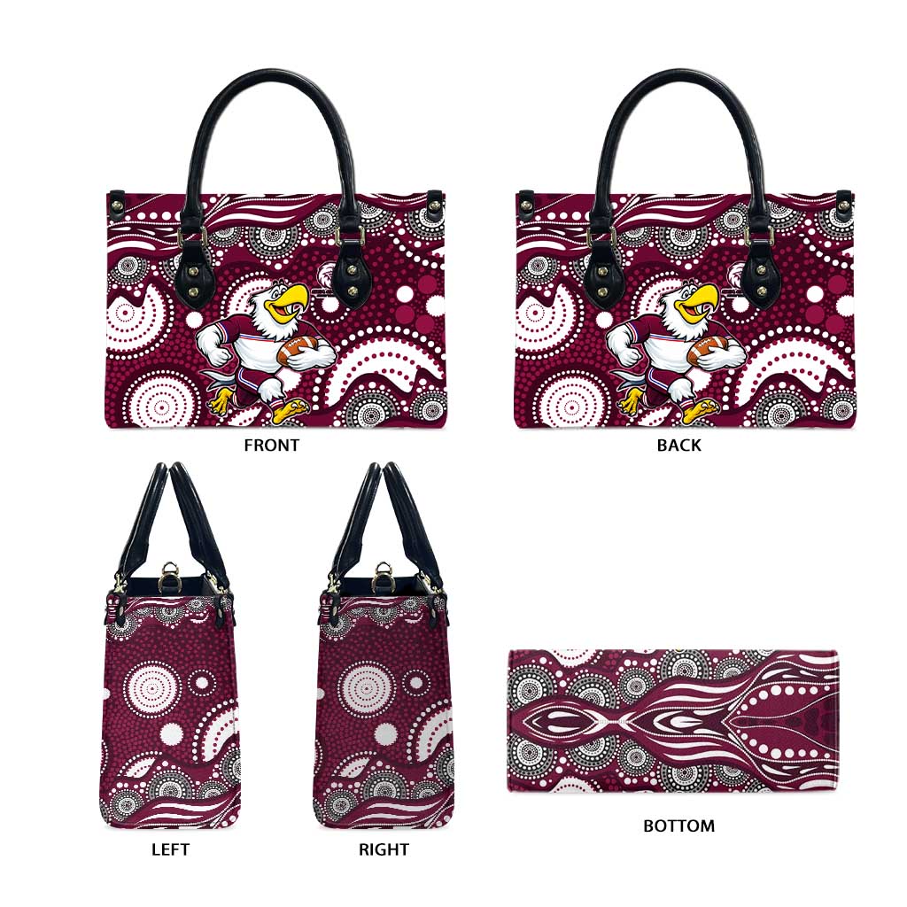 Manly Warringah Sea Eagles Leather Bag Aboriginal Dot Pattern - Rugby Mascot Heritage Pride