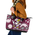 Manly Warringah Sea Eagles Leather Tote Bag Aboriginal Dot Pattern - Rugby Mascot Heritage Pride