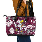Manly Warringah Sea Eagles Leather Tote Bag Aboriginal Dot Pattern - Rugby Mascot Heritage Pride