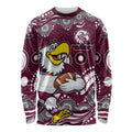 Manly Warringah Sea Eagles Long Sleeve Shirt Aboriginal Dot Pattern - Rugby Mascot Heritage Pride