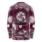 Manly Warringah Sea Eagles Long Sleeve Shirt Aboriginal Dot Pattern - Rugby Mascot Heritage Pride