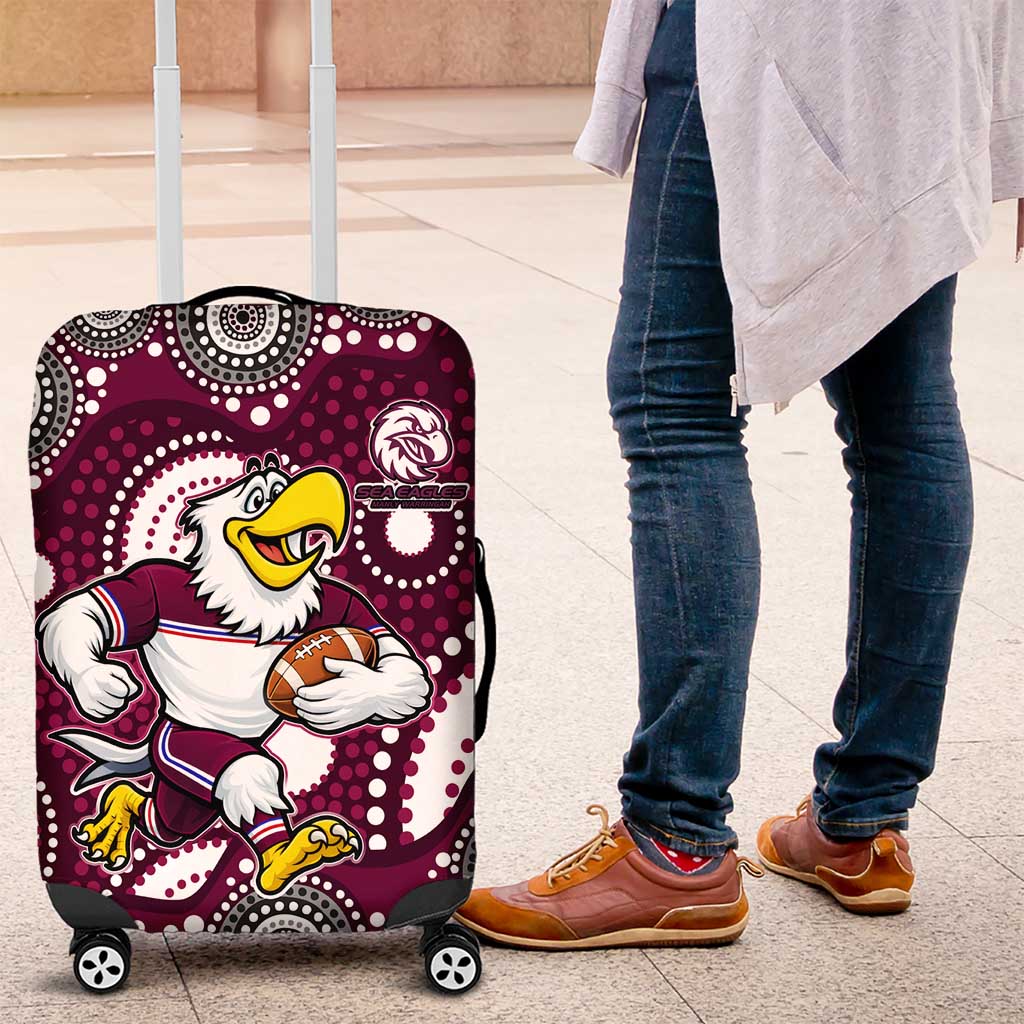 Manly Warringah Sea Eagles Luggage Cover Aboriginal Dot Pattern - Rugby Mascot Heritage Pride