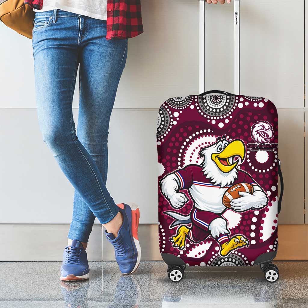 Manly Warringah Sea Eagles Luggage Cover Aboriginal Dot Pattern - Rugby Mascot Heritage Pride