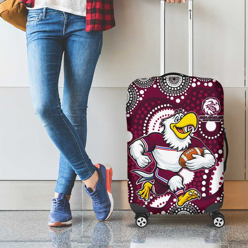 Manly Warringah Sea Eagles Luggage Cover Aboriginal Dot Pattern - Rugby Mascot Heritage Pride