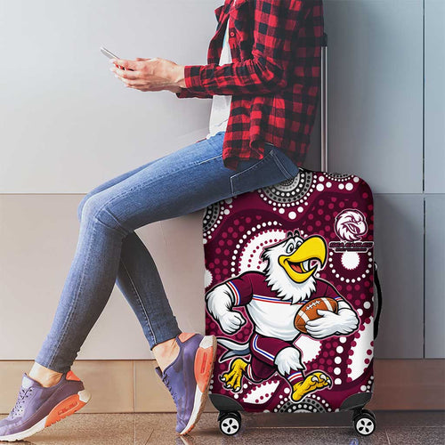 Manly Warringah Sea Eagles Luggage Cover Aboriginal Dot Pattern - Rugby Mascot Heritage Pride