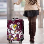 Manly Warringah Sea Eagles Luggage Cover Aboriginal Dot Pattern - Rugby Mascot Heritage Pride