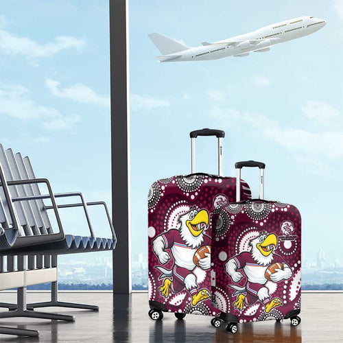 Manly Warringah Sea Eagles Luggage Cover Aboriginal Dot Pattern - Rugby Mascot Heritage Pride
