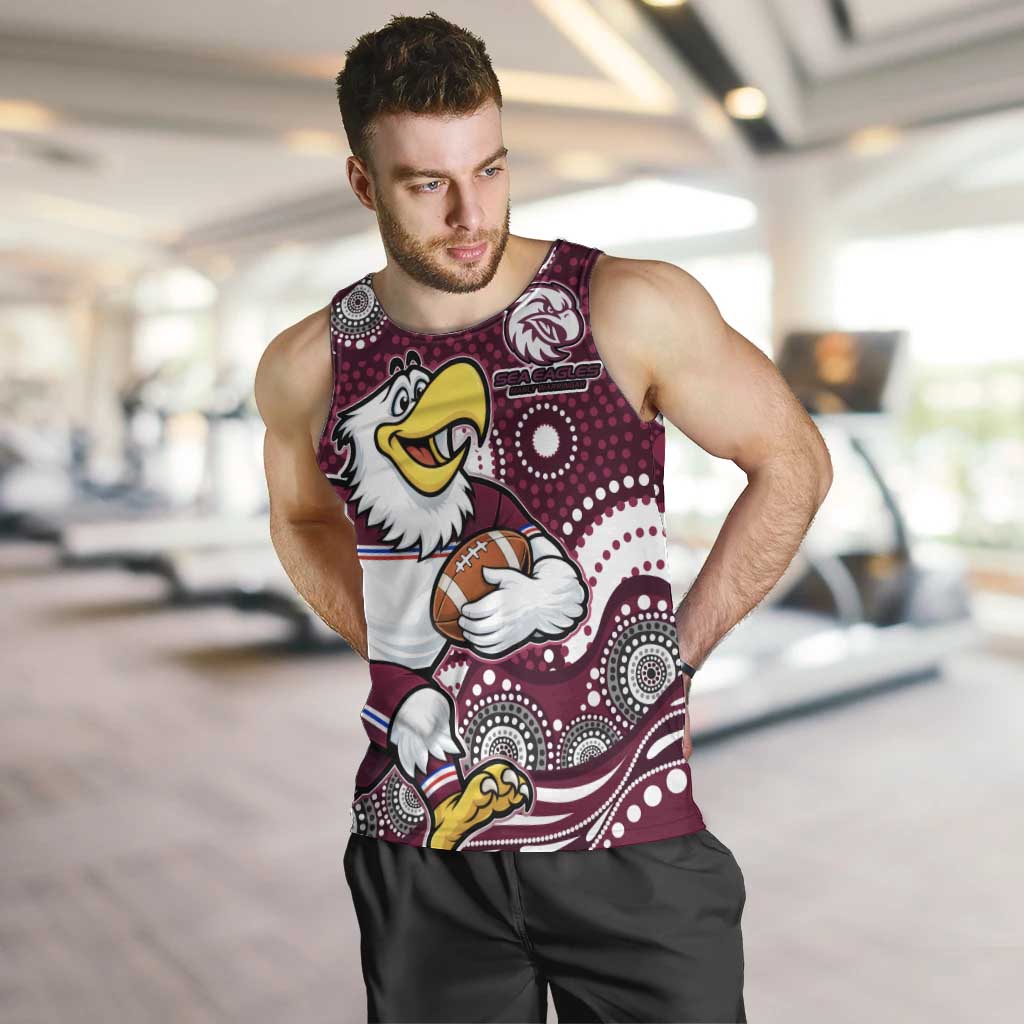 Manly Warringah Sea Eagles Men Tank Top Aboriginal Dot Pattern - Rugby Mascot Heritage Pride