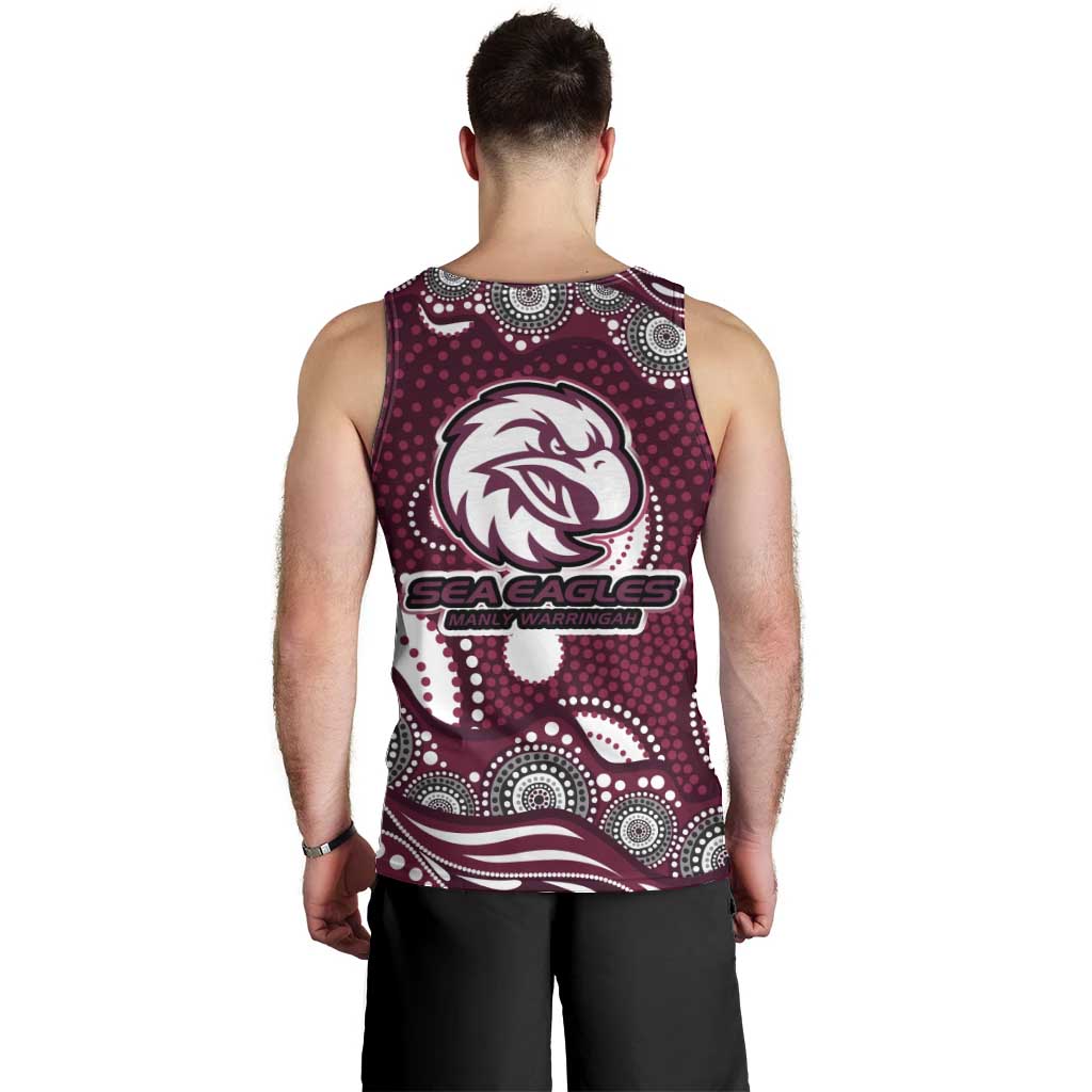 Manly Warringah Sea Eagles Men Tank Top Aboriginal Dot Pattern - Rugby Mascot Heritage Pride
