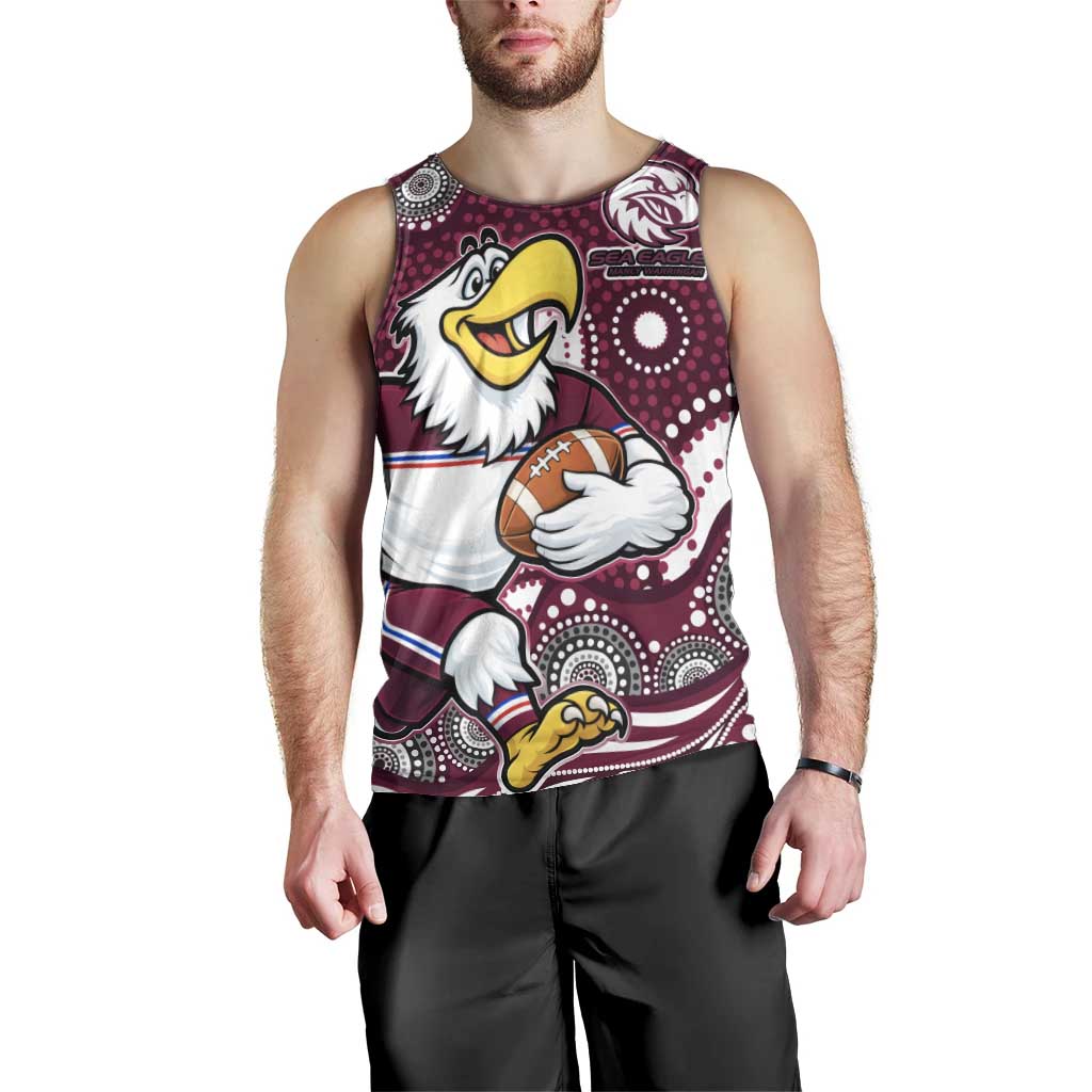 Manly Warringah Sea Eagles Men Tank Top Aboriginal Dot Pattern - Rugby Mascot Heritage Pride