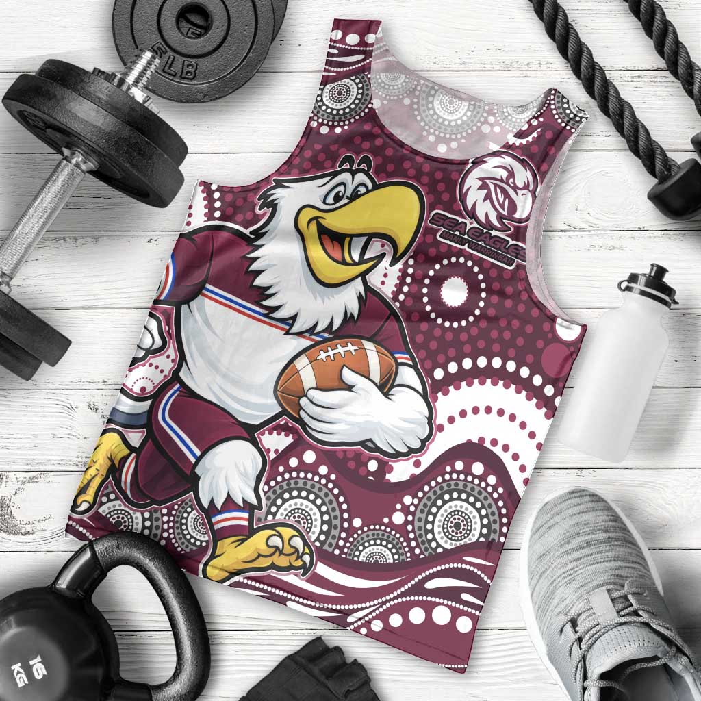 Manly Warringah Sea Eagles Men Tank Top Aboriginal Dot Pattern - Rugby Mascot Heritage Pride