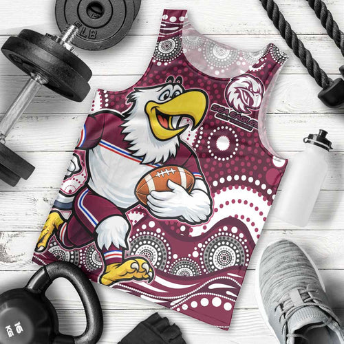 Manly Warringah Sea Eagles Men Tank Top Aboriginal Dot Pattern - Rugby Mascot Heritage Pride