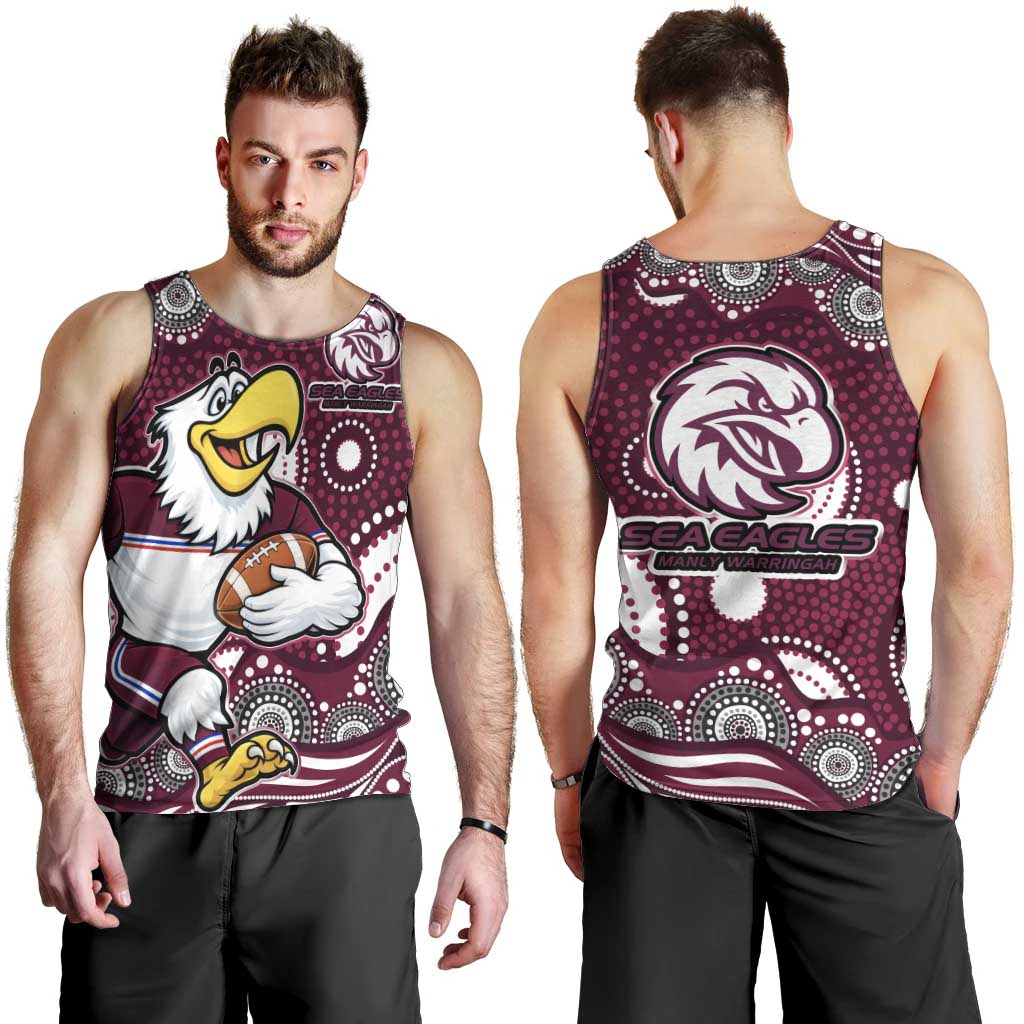 Manly Warringah Sea Eagles Men Tank Top Aboriginal Dot Pattern - Rugby Mascot Heritage Pride