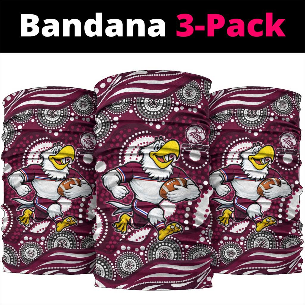 Manly Warringah Sea Eagles Neck Gaiter Aboriginal Dot Pattern - Rugby Mascot Heritage Pride