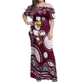 Manly Warringah Sea Eagles Off Shoulder Maxi Dress Aboriginal Dot Pattern - Rugby Mascot Heritage Pride