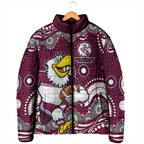 Manly Warringah Sea Eagles Padded Jacket Aboriginal Dot Pattern - Rugby Mascot Heritage Pride