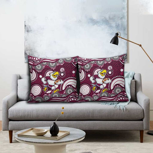 Manly Warringah Sea Eagles Pillow Cover Aboriginal Dot Pattern - Rugby Mascot Heritage Pride