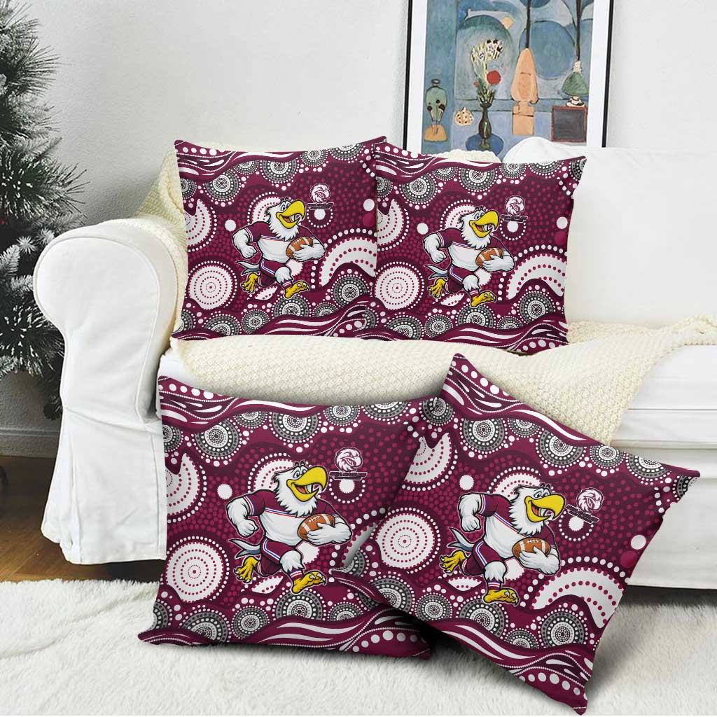 Manly Warringah Sea Eagles Pillow Cover Aboriginal Dot Pattern - Rugby Mascot Heritage Pride