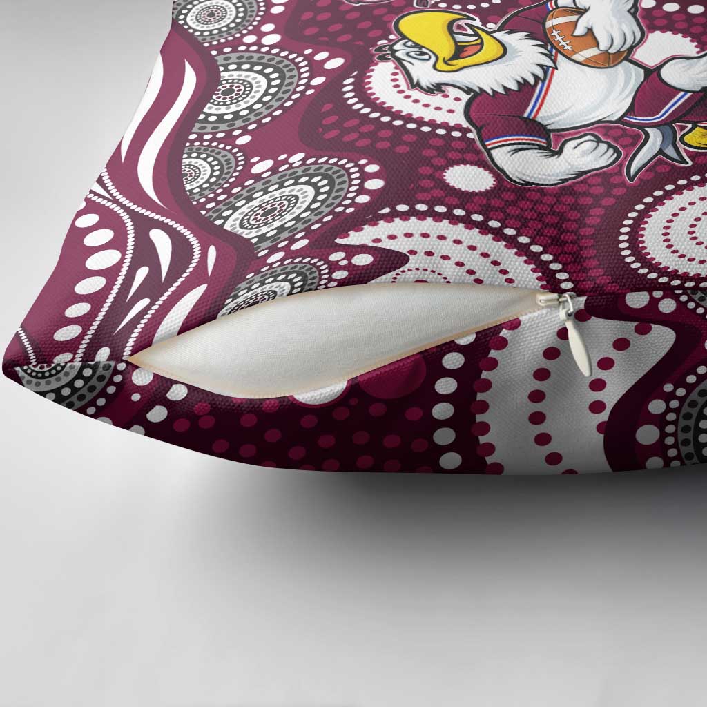 Manly Warringah Sea Eagles Pillow Cover Aboriginal Dot Pattern - Rugby Mascot Heritage Pride