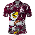 Manly Warringah Sea Eagles Polo Shirt Aboriginal Dot Pattern - Rugby Mascot Heritage Pride
