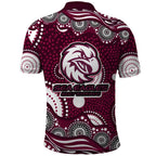 Manly Warringah Sea Eagles Polo Shirt Aboriginal Dot Pattern - Rugby Mascot Heritage Pride
