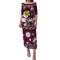 Manly Warringah Sea Eagles Puletasi Aboriginal Dot Pattern - Rugby Mascot Heritage Pride