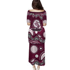 Manly Warringah Sea Eagles Puletasi Aboriginal Dot Pattern - Rugby Mascot Heritage Pride