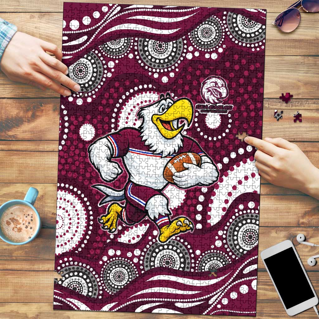 Manly Warringah Sea Eagles Puzzle Aboriginal Dot Pattern - Rugby Mascot Heritage Pride