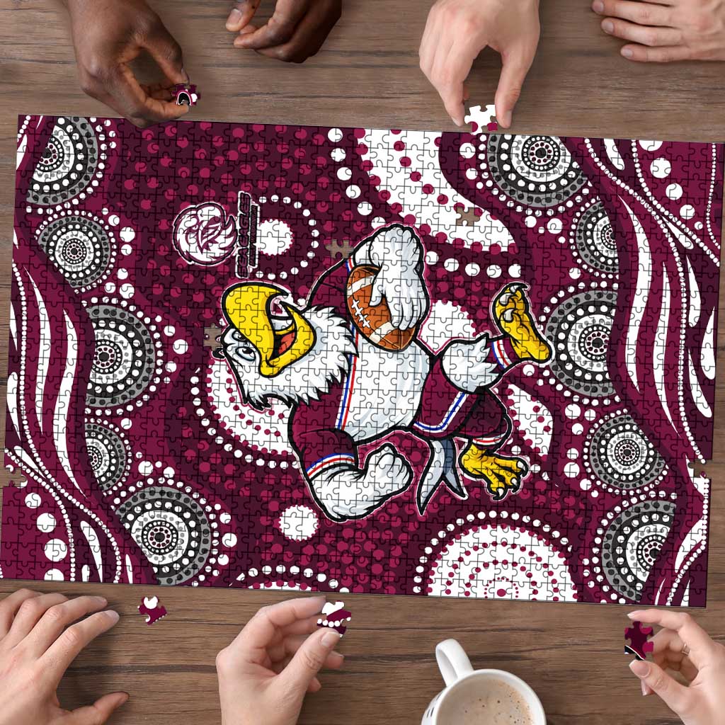Manly Warringah Sea Eagles Puzzle Aboriginal Dot Pattern - Rugby Mascot Heritage Pride