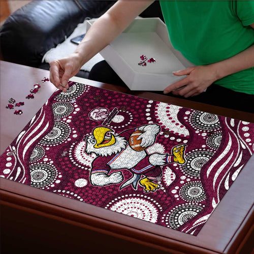 Manly Warringah Sea Eagles Puzzle Aboriginal Dot Pattern - Rugby Mascot Heritage Pride