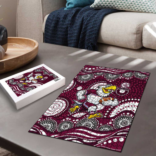 Manly Warringah Sea Eagles Puzzle Aboriginal Dot Pattern - Rugby Mascot Heritage Pride