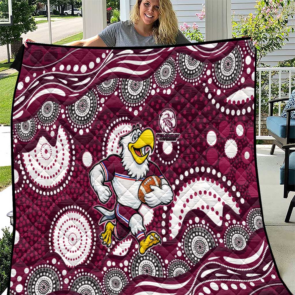 Manly Warringah Sea Eagles Quilt Aboriginal Dot Pattern - Rugby Mascot Heritage Pride