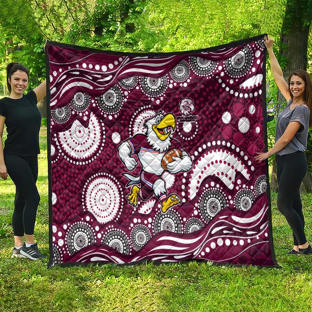 Manly Warringah Sea Eagles Quilt Aboriginal Dot Pattern - Rugby Mascot Heritage Pride