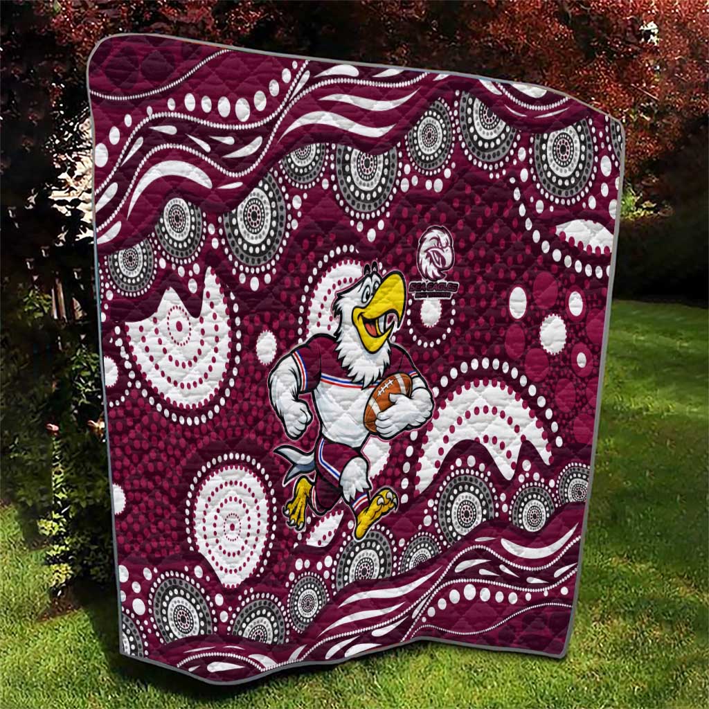Manly Warringah Sea Eagles Quilt Aboriginal Dot Pattern - Rugby Mascot Heritage Pride