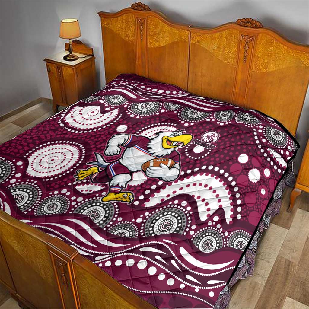 Manly Warringah Sea Eagles Quilt Aboriginal Dot Pattern - Rugby Mascot Heritage Pride