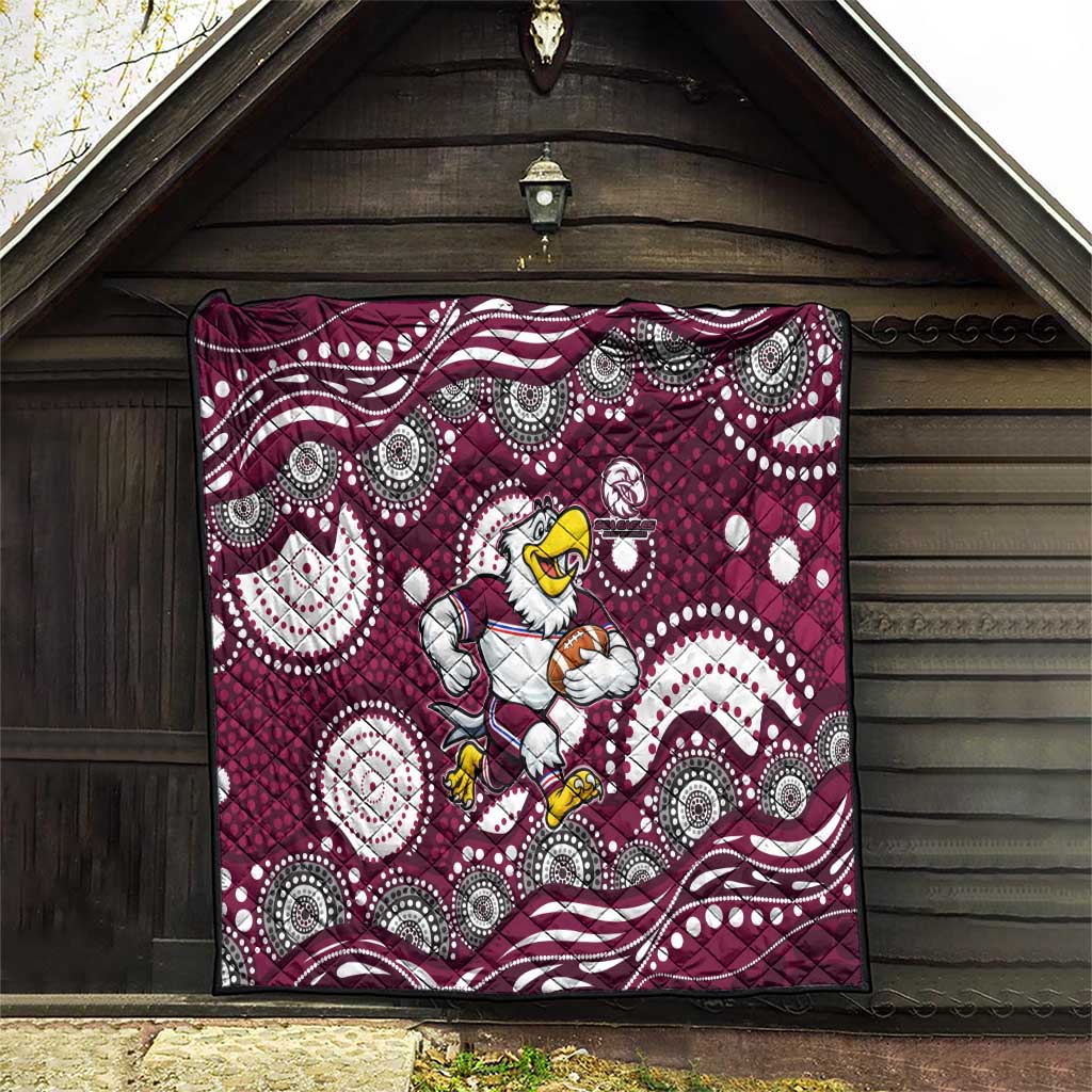 Manly Warringah Sea Eagles Quilt Aboriginal Dot Pattern - Rugby Mascot Heritage Pride
