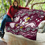Manly Warringah Sea Eagles Quilt Aboriginal Dot Pattern - Rugby Mascot Heritage Pride