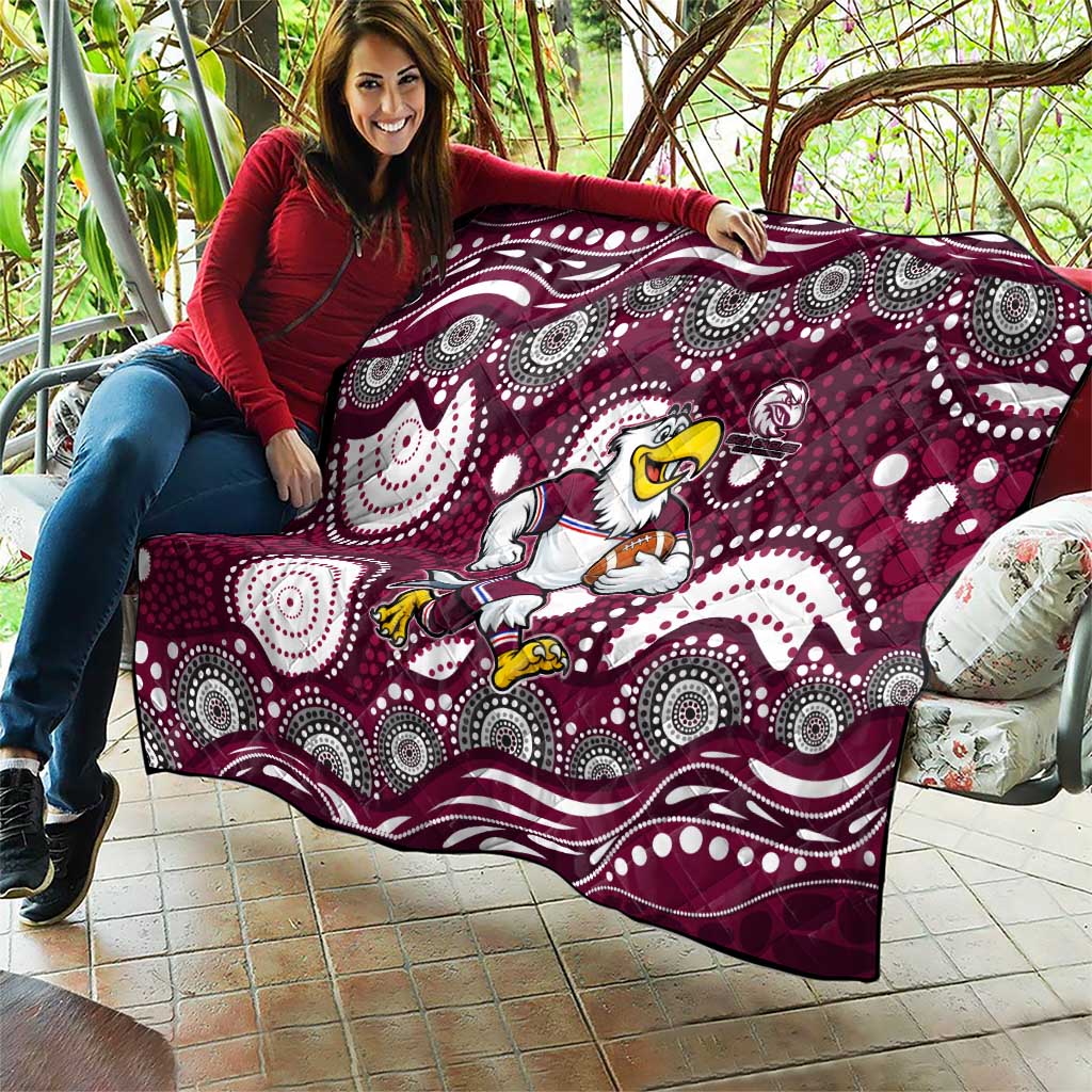 Manly Warringah Sea Eagles Quilt Aboriginal Dot Pattern - Rugby Mascot Heritage Pride