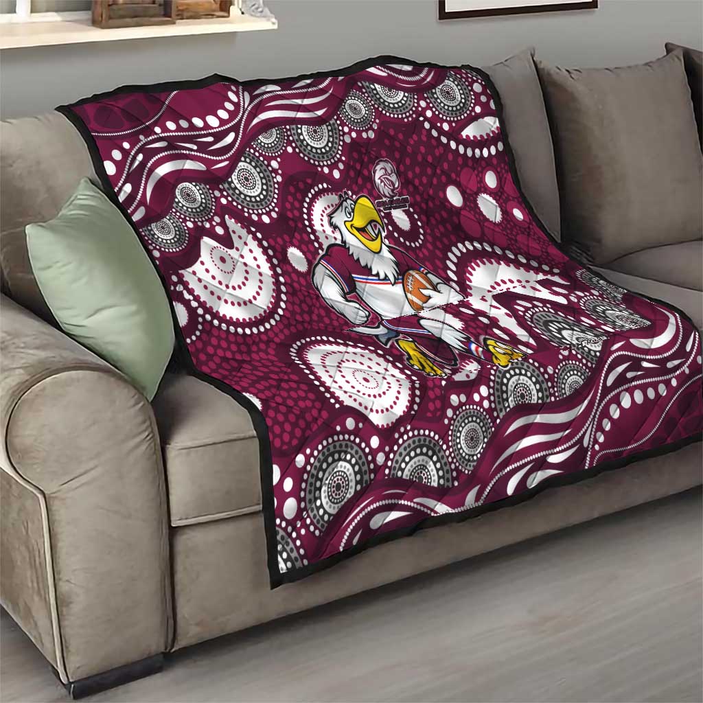 Manly Warringah Sea Eagles Quilt Aboriginal Dot Pattern - Rugby Mascot Heritage Pride