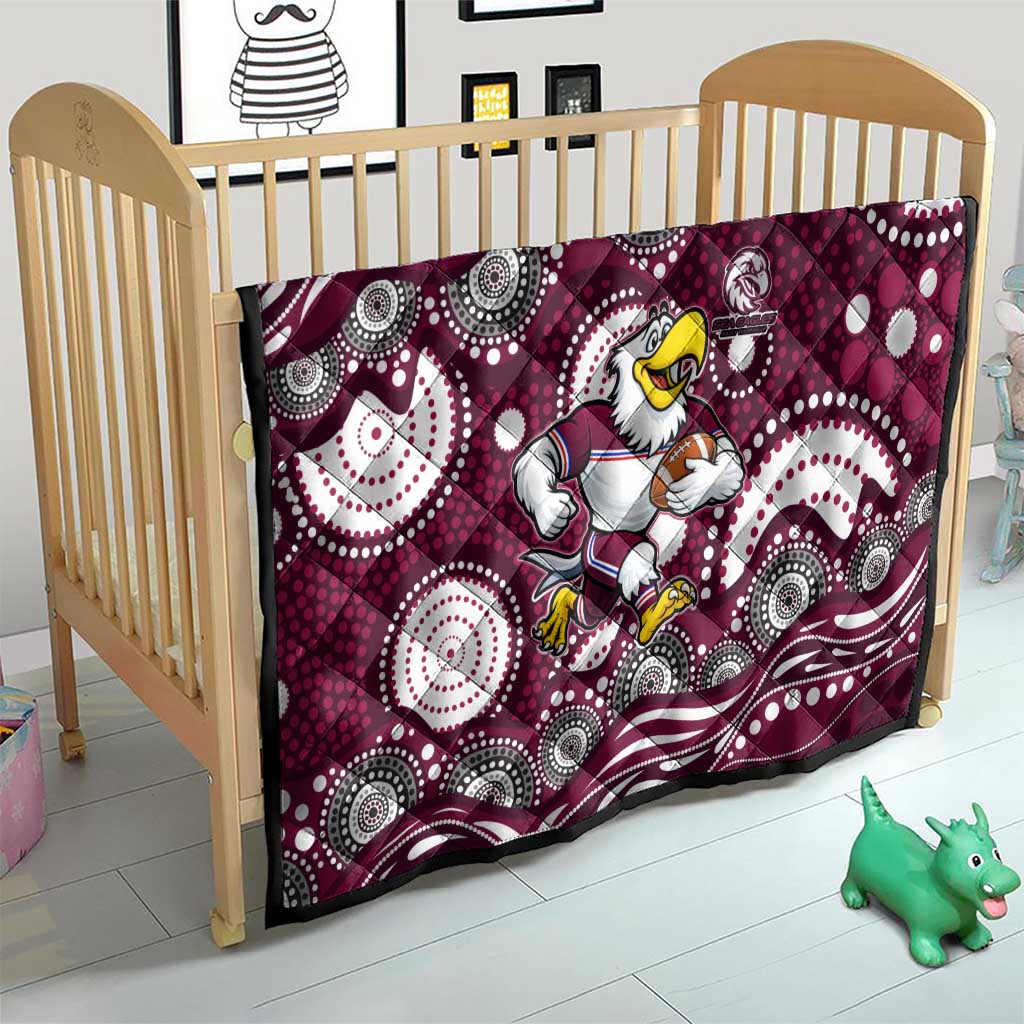 Manly Warringah Sea Eagles Quilt Aboriginal Dot Pattern - Rugby Mascot Heritage Pride
