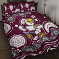 Manly Warringah Sea Eagles Quilt Bed Set Aboriginal Dot Pattern - Rugby Mascot Heritage Pride