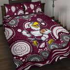 Manly Warringah Sea Eagles Quilt Bed Set Aboriginal Dot Pattern - Rugby Mascot Heritage Pride