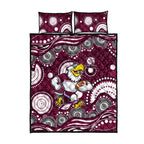 Manly Warringah Sea Eagles Quilt Bed Set Aboriginal Dot Pattern - Rugby Mascot Heritage Pride