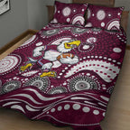 Manly Warringah Sea Eagles Quilt Bed Set Aboriginal Dot Pattern - Rugby Mascot Heritage Pride