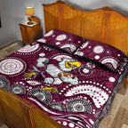 Manly Warringah Sea Eagles Quilt Bed Set Aboriginal Dot Pattern - Rugby Mascot Heritage Pride