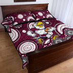 Manly Warringah Sea Eagles Quilt Bed Set Aboriginal Dot Pattern - Rugby Mascot Heritage Pride