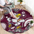 Manly Warringah Sea Eagles Round Carpet Aboriginal Dot Pattern - Rugby Mascot Heritage Pride