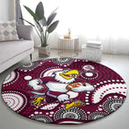 Manly Warringah Sea Eagles Round Carpet Aboriginal Dot Pattern - Rugby Mascot Heritage Pride