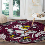 Manly Warringah Sea Eagles Round Carpet Aboriginal Dot Pattern - Rugby Mascot Heritage Pride